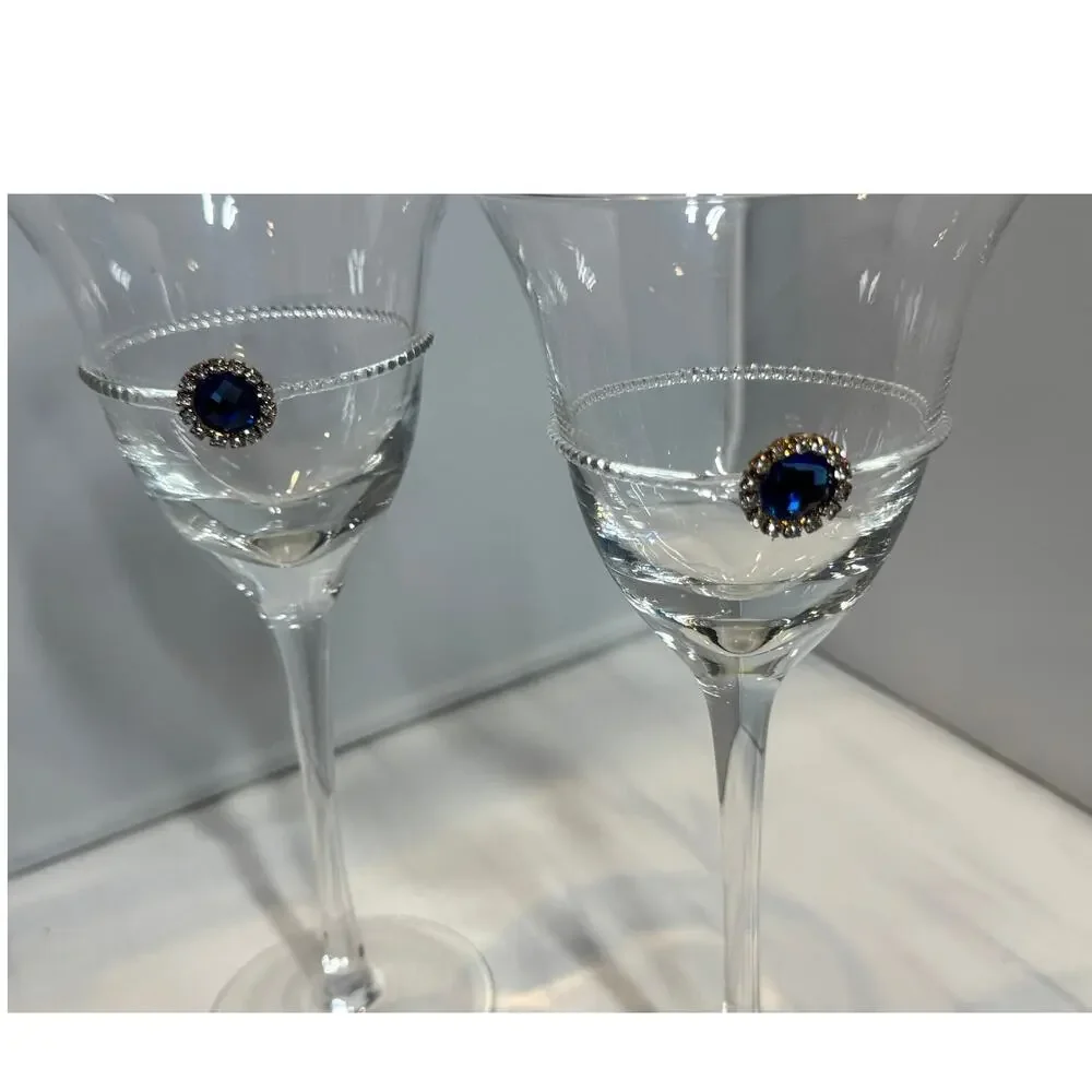 Pier‎ 1 Caroline Blue Jewel wine glasses 2